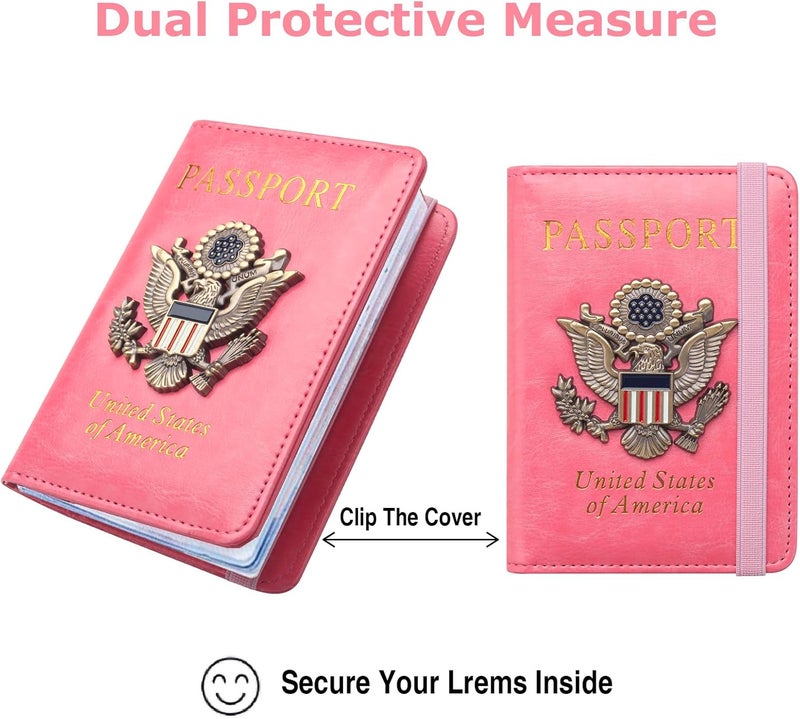 FACATH Premium Passport Holder for Travel, RFID Blocking Passport Cover Slim, Durable & Travel-Friendly, Passport Wallet Keep Your Documents Safe & Organized (Pink) - Image 5